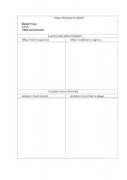 English Worksheet: END OF TERM FEEDBACK SHEET