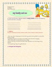 English worksheet: my family and me