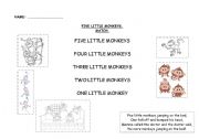 English worksheet: Five Little Monkeys