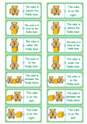 Wheres the cube?  preposition dominoes, memory cards, gap-filling, directions  editable  5 pages