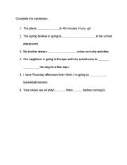 English Worksheet: Complete the sentences