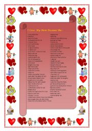English Worksheet: MOTHERS DAY - I Love My Mom Because....