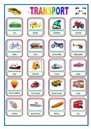 English Worksheet: TRANSPORT FLASHCARDS