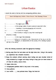 English Worksheet: urban exodus