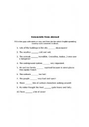 English worksheet: Comments from Abroad