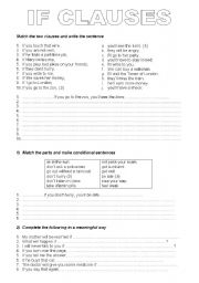 English Worksheet: If Clauses Type - I