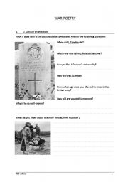 English Worksheet: War Poets 