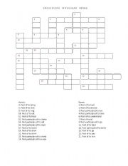 English worksheet: english verbs crossword