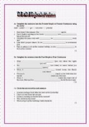 English worksheet: Past Simple vs Past Contimuous