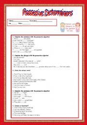 English Worksheet: possesive determiners