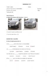 English Worksheet: Grammar Test on Modals: must, have to, need to 