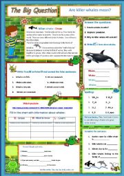 English Worksheet: Are killer whales mean? A science Question  9