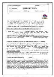 English Worksheet: ordinart test 3 7th formers pilot school