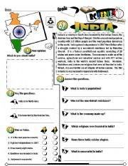 English Worksheet: RC Series_Level 01_Country Edition_62 India (Fully Editable + Key)