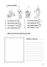 English Worksheet: What are you wearing?