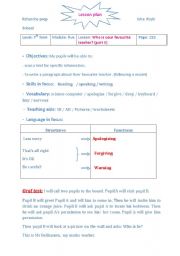 English Worksheet: LESSON PLAN FAVOURITE TEACHER