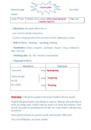 English Worksheet: LESSON PLAN FAVOURITE TEACHER