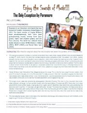 English Worksheet: The only exception-by Paramore
