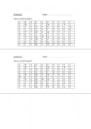 English Worksheet: Animals