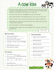 English Worksheet: A cow kiss