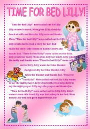 English Worksheet: Time for bed Lilly