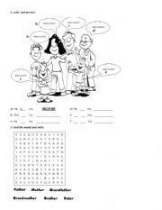 English Worksheet: my family