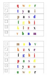 English Worksheet: Alphabet Dice Game