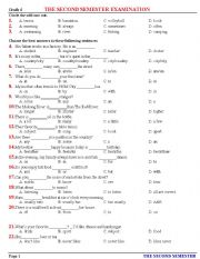English Worksheet: Written test Grade 6