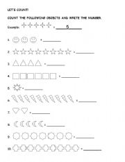 English worksheet: Lets count