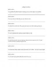 English worksheet: Asking For and Giving Advice - Practice