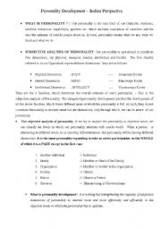 English Worksheet: Personality Development