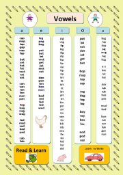 English Worksheet: Vowels  a/e/i/o/u