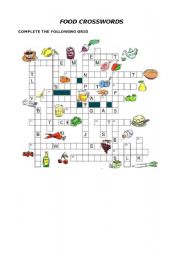 English Worksheet: Food Crosswords