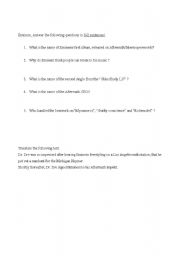 English worksheet: questions for Eminem Biography