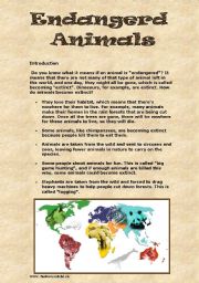 English Worksheet: Endangered Animals Webquest