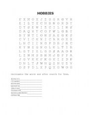 English worksheet: HOBBIES