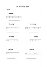 English Worksheet: DAYS OF  THE  WEEK