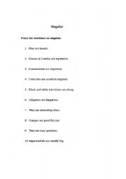 English worksheet: Singular