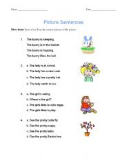 English worksheet: Picture Sentences