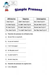 English worksheet: SIMPLE PRESENT