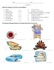 English worksheet: Energy Test