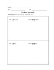 English worksheet: Identifying sizes