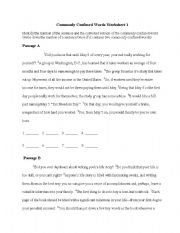 English worksheet: commonly confused words