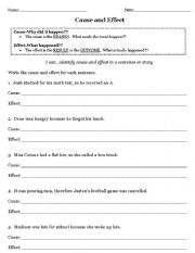 English Worksheet: Cause and Effect