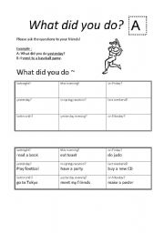 English worksheet: what did you do?