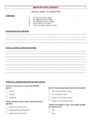 English worksheet: how to give advice worksheet