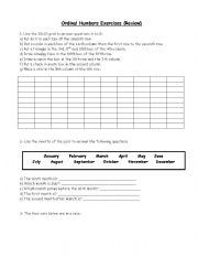 English worksheet: Ordinal numbers review