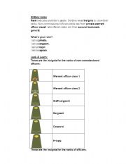 English Worksheet: American Military Ranks