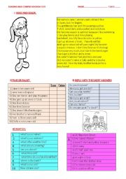 English Worksheet: reading  and comprehension