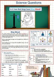 English Worksheet: Is it true that kings have blue blood?  Science   14